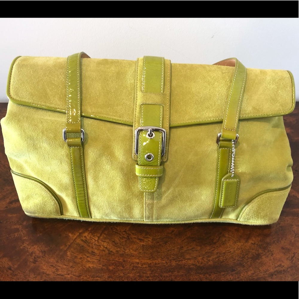 Coach Lime Green Suede Tote